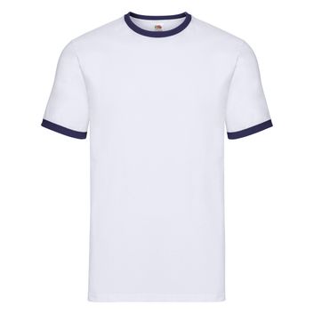 Fruit Of The Loom Men's Valueweight Ringer T-Shirt White/Navy