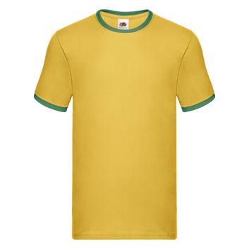 Fruit Of The Loom Men's Valueweight Ringer T-Shirt Sunflower/Kelly Green