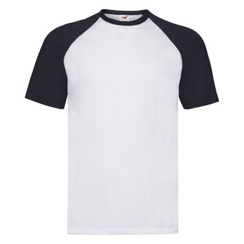 Fruit Of The Loom Men's Valueweight Short Sleeve Baseball T-Shirt White/Deep Navy