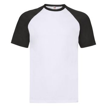 Fruit Of The Loom Men's Valueweight Short Sleeve Baseball T-Shirt White/Black