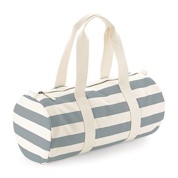 Westford Mill Nautical Barrel Bag Nautral/ Grey