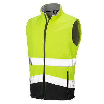Result Safeguard Printable Safety Softshell Gilet Fluorescent Yellow/Black