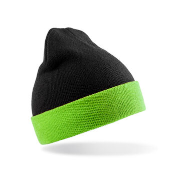 Result Genuine Recycled Recycled Black Compass Beanie Black/Lime Green