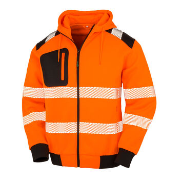 Result Genuine Recycled Recycled Robust Zipped Safety Hoody Fluoresent Orange