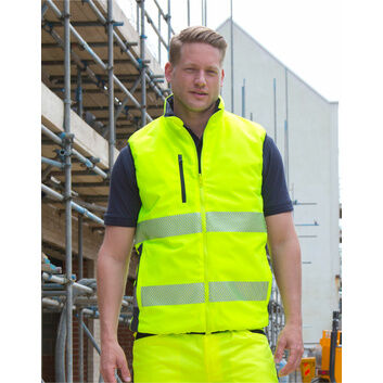 Result Safeguard Reversible Soft Padded Safety Gilet Fluorescent Yellow/Navy