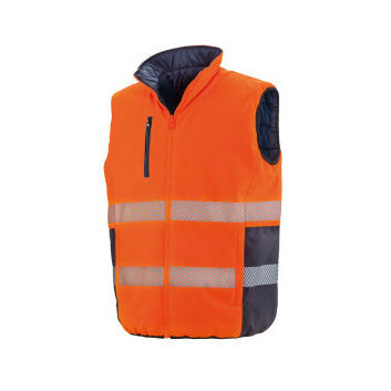 Result Safeguard Reversible Soft Padded Safety Gilet Fluorescent Orange/Navy
