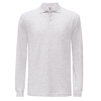 B&C Safran Long-sleeved Polo Shirt Ash Grey
