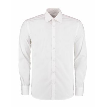 Kustom Kit Slim Fit Long Sleeve Business Shirt White