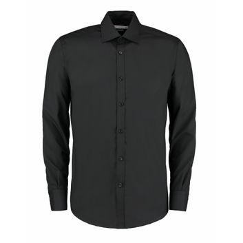 Kustom Kit Slim Fit Long Sleeve Business Shirt Black