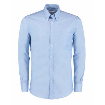Kustom Kit Slim Fit Long Sleeve Workwear Oxford Shirt_x000D_ Light Blue