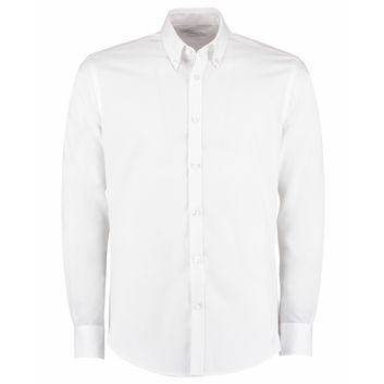 Kustom Kit Slim Fit Non Iron Long Sleeve Twill Shirt White