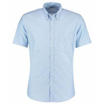 Kustom Kit Slim Fit Short Sleeve Workwear Oxford Shirt Light Blue