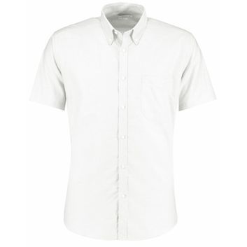 Kustom Kit Slim Fit Short Sleeve Workwear Oxford Shirt White