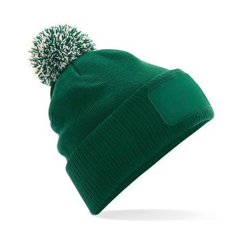 Beechfield  Snowstar® Patch Beanie Bottle Green/Off White
