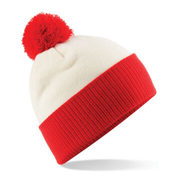 Beechfield  Snowstar® Two-Tone Beanie Off White/ Bright Red