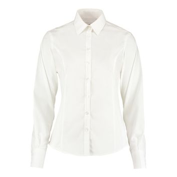 Kustom Kit Tailored Fit Long Sleeve Business Shirt White