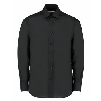 Kustom Kit Tailored Fit Long Sleeve Business Shirt Black