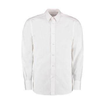 Kustom Kit Tailored Fit Long Sleeve City Shirt White