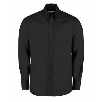 Kustom Kit Tailored Fit Long Sleeve Premium Oxford Shirt Black