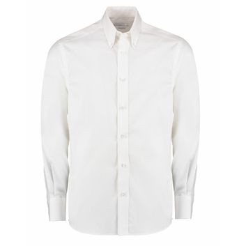Kustom Kit Tailored Fit Long Sleeve Premium Oxford Shirt White