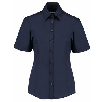Kustom Kit Tailored Fit Short Sleeve Business Shirt Dark Navy