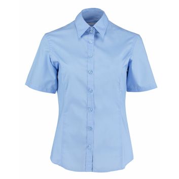 Kustom Kit Tailored Fit Short Sleeve Business Shirt Light Blue
