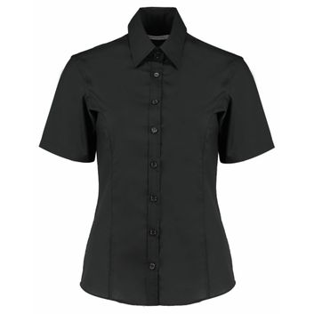 Kustom Kit Tailored Fit Short Sleeve Business Shirt Black