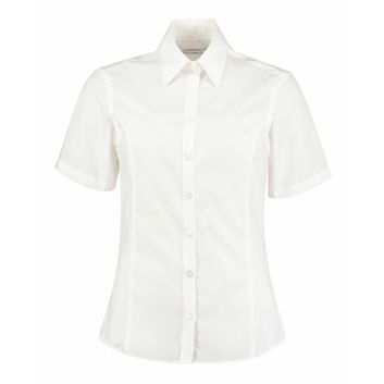 Kustom Kit Tailored Fit Short Sleeve Business Shirt White