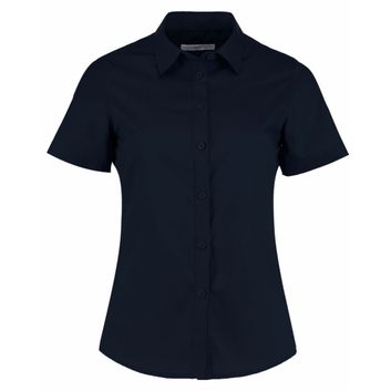 Kustom Kit Tailored Fit Short Sleeve Poplin Shirt Dark Navy