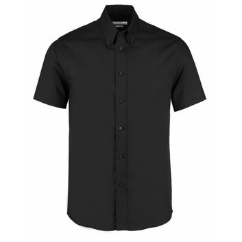 Kustom Kit Tailored Fit Short Sleeve Premium Oxford Shirt Black