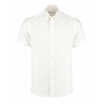 Kustom Kit Tailored Fit Short Sleeve Premium Oxford Shirt White