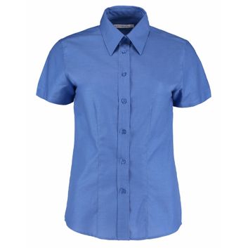 Kustom Kit Tailored Fit Short Sleeve Workwear Oxford Shirt Italian Blue