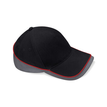 Beechfield  Teamwear Competition Cap Black/Graphite/Classic Red