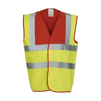 Yoko Two Tone Class 1 Waistcoat Red/Hi Vis Yellow