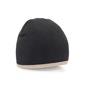 Beechfield  Two-Tone Pull On Beanie Black/Stone