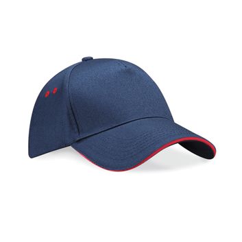Beechfield  Ultimate 5 Panel Cap Sandwich Peak French Navy/Classic Red