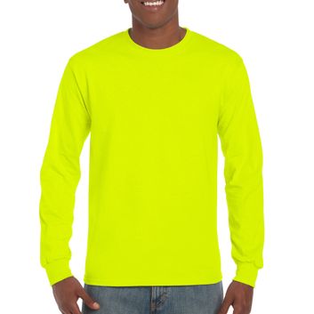 Gildan Ultra Cotton Adult Long Sleeve T-Shirt Safety Green