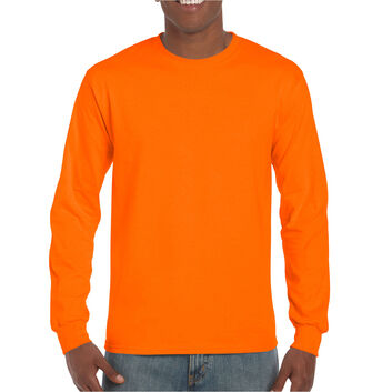 Gildan Ultra Cotton Adult Long Sleeve T-Shirt Safety Orange