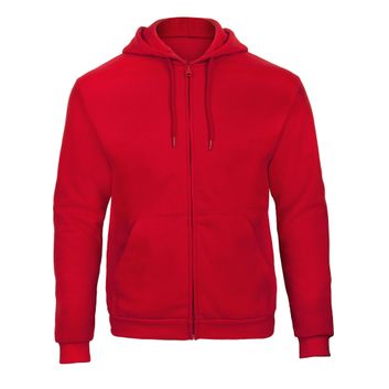 B&amp;C Unisex ID.205 50/50 Hooded Full Zip Sweat Red