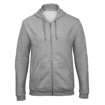 B&amp;C Unisex ID.205 50/50 Hooded Full Zip Sweat Heather Grey