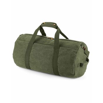 Bagbase Vintage Canvas Barrel Bag Vintage Military Green
