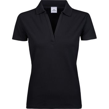 Tee Jays Women's Luxury Stretch V-Neck Polo Black