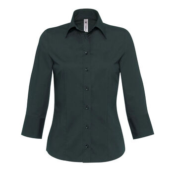 B&C Women's Milano Poplin 3/4 Sleeve Shirt Black