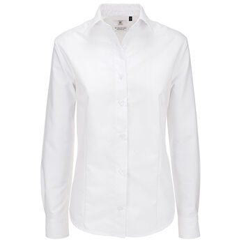 B&C Women's Oxford Long Sleeve Shirt White