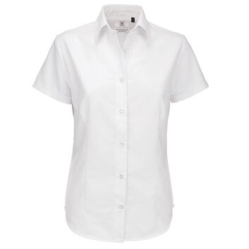 B&C Women's Oxford Short Sleeve Shirt White