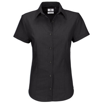 B&C Women's Oxford Short Sleeve Shirt Black