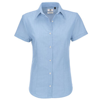 B&C Women's Oxford Short Sleeve Shirt Oxford Blue