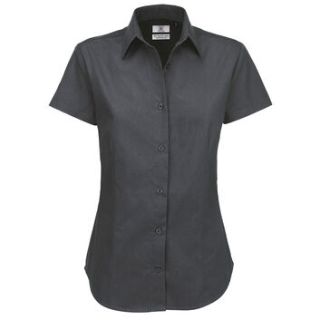 B&C Women's Sharp Short Sleeve Twill Shirt Dark Grey