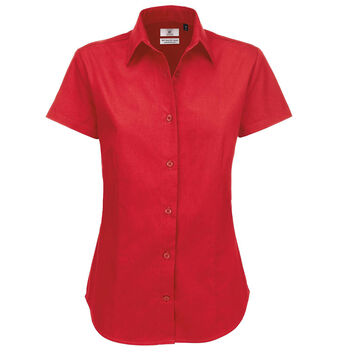 B&C Women's Sharp Short Sleeve Twill Shirt Deep Red