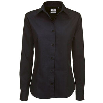 B&C Women's Sharp Twill Long Sleeve Shirt Black